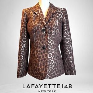 Lafayette 148 New York Brown Leopard Print Women's Jacket